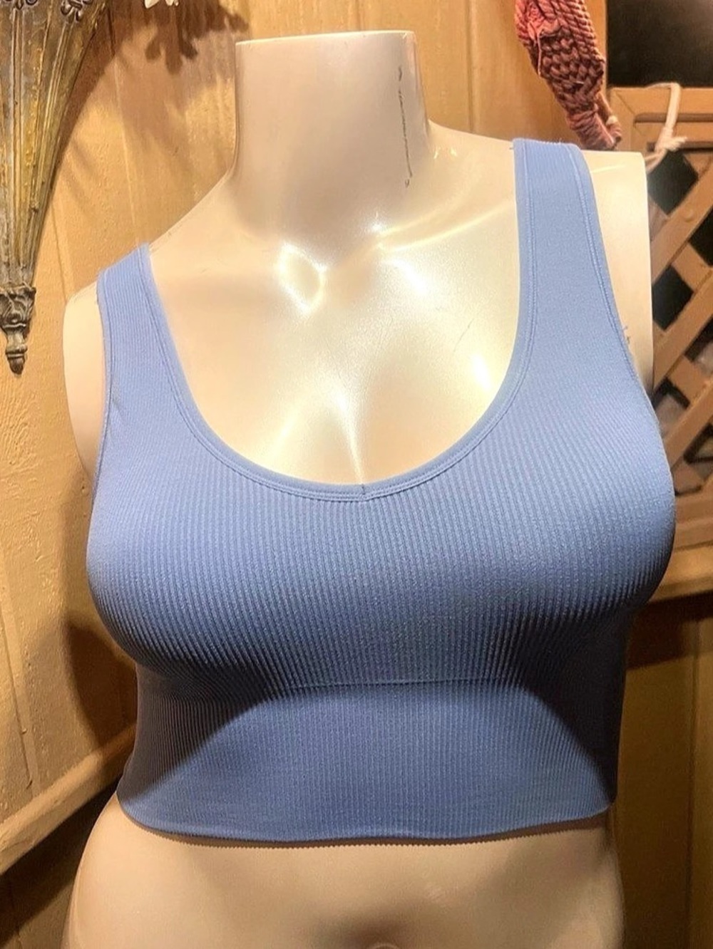 90 Degree By Reflex Sports Bra Size M/L Ribbed Powder blue color